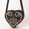 ADBGA688 American Darling Heart Shaped Black Suede Leather Canteen Bag