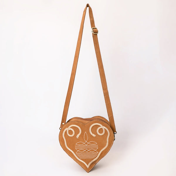 ADBGA688 American Darling Heart Shaped Black Suede Leather Canteen Bag