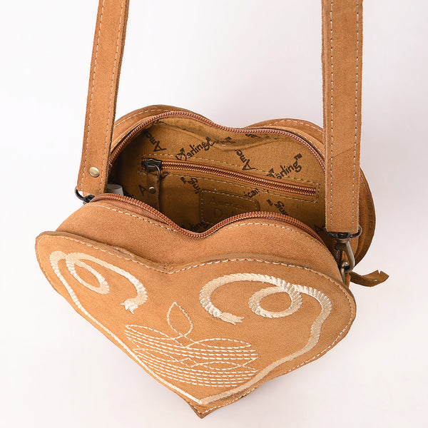 ADBGA688 American Darling Heart Shaped Black Suede Leather Canteen Bag