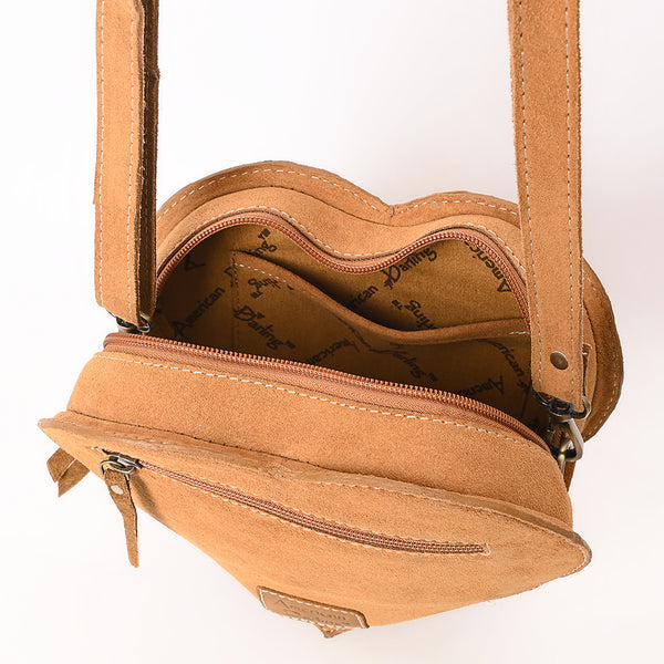 ADBGA688 American Darling Heart Shaped Black Suede Leather Canteen Bag