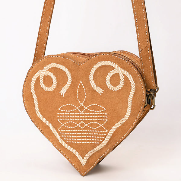 ADBGA688 American Darling Heart Shaped Black Suede Leather Canteen Bag