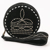 ADBGA689 American Darling Heart Shaped Black Genuine Suede Leather Canteen Bag