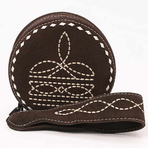 ADBGA689 American Darling Heart Shaped Black Genuine Suede Leather Canteen Bag