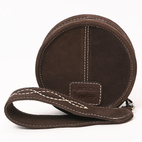 ADBGA689 American Darling Heart Shaped Black Genuine Suede Leather Canteen Bag