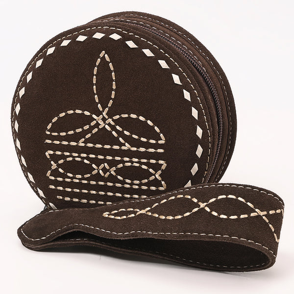 ADBGA689 American Darling Heart Shaped Black Genuine Suede Leather Canteen Bag