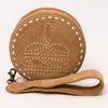 ADBGA689 American Darling Heart Shaped Black Genuine Suede Leather Canteen Bag