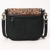 ADBGA690 American Darling Tooled Leather Flap Quilted Black Crossbody Bag