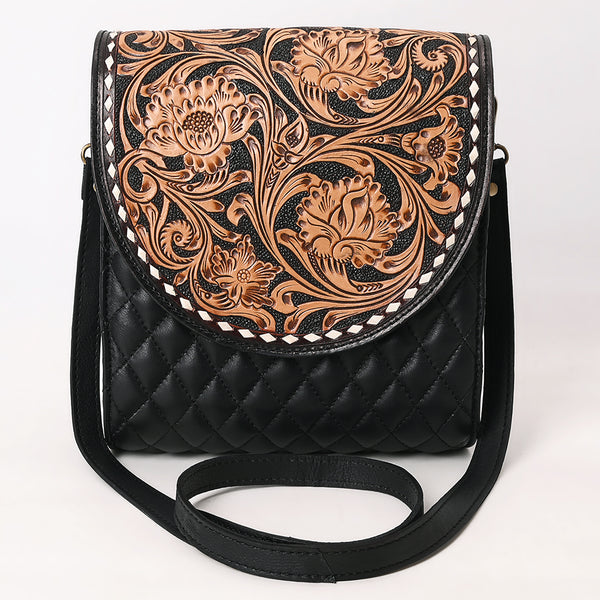 ADBGA691 American Darling Tooled Floral Quilted Leather Cross body Bag