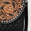 ADBGA691 American Darling Tooled Floral Quilted Leather Cross body Bag