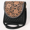 ADBGA691 American Darling Tooled Floral Quilted Leather Cross body Bag