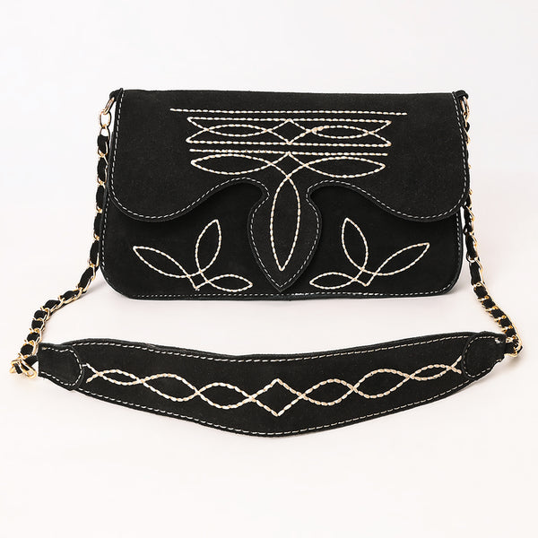 ADBGA692 Western Clutch Crossbody Bag with Cream Embroidery & Chain Strap
