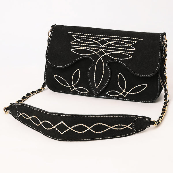 ADBGA692 Western Clutch Crossbody Bag with Cream Embroidery & Chain Strap