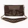 ADBGA692 Western Clutch Crossbody Bag with Cream Embroidery & Chain Strap