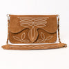 ADBGA692 Western Clutch Crossbody Bag with Cream Embroidery & Chain Strap