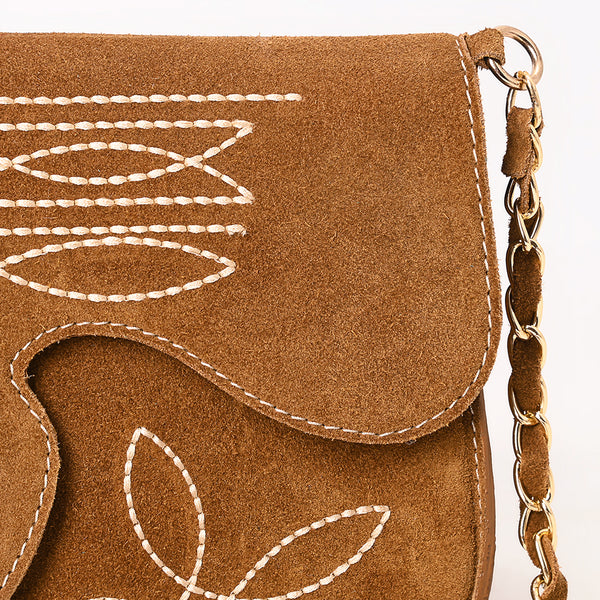 ADBGA692 American Darling Boot Stitched Genuine Suede Leather Small Cross body Bag