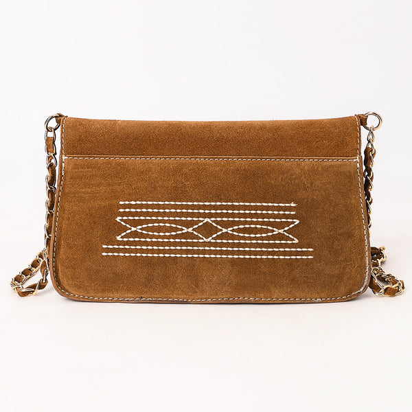 ADBGA692 Western Clutch Crossbody Bag with Cream Embroidery & Chain Strap