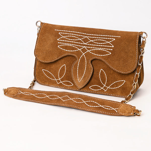 ADBGA692 Western Clutch Crossbody Bag with Cream Embroidery & Chain Strap