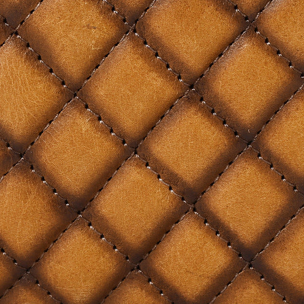 ADBGM529A Quilted Tan Leather Bifold Wallet - Western Mens Handcrafted Slim Wallet