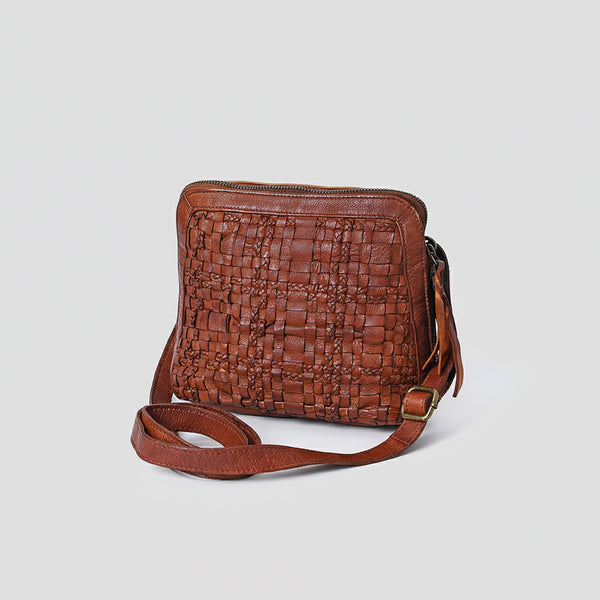 SWM116 Bronzello - Woven Leather Cross Body