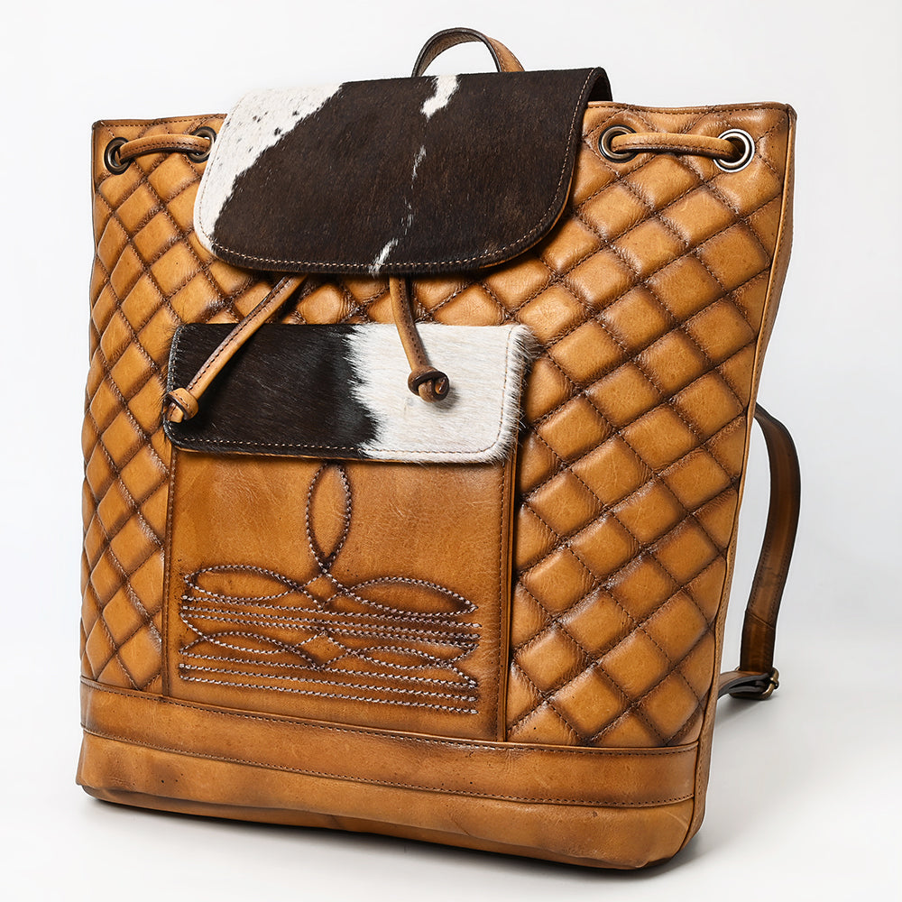 ADBGM536 Quilted Leather & Cowhide Western Backpack
