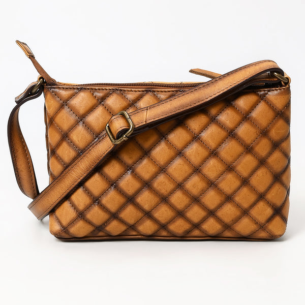 ADBGM537 Quilted Tan Leather Crossbody Bag - Western Stitch Small Rodeo Purse