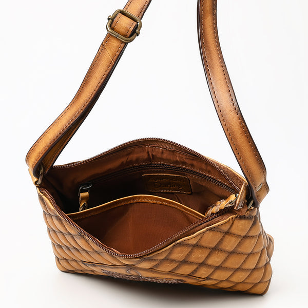 ADBGM537 Quilted Tan Leather Crossbody Bag - Western Stitch Small Rodeo Purse