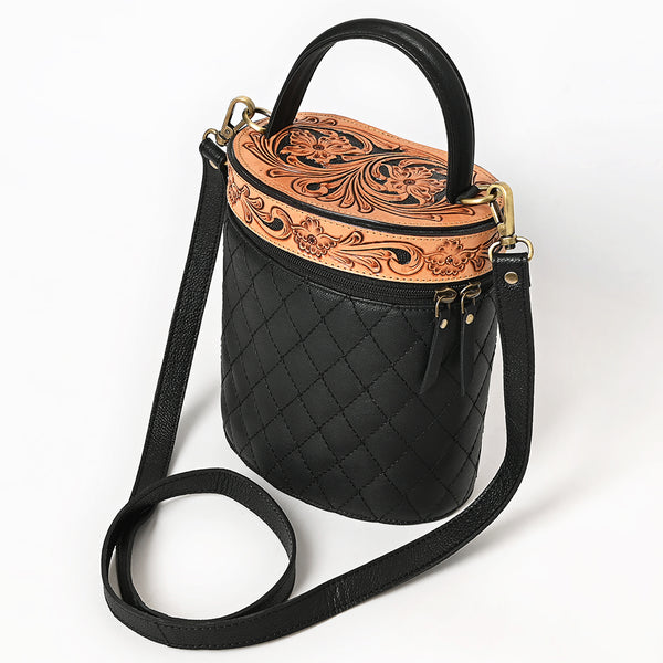 ADBGA698 American Darling Hand Tooled Floral Quilted Leather Jewelry case