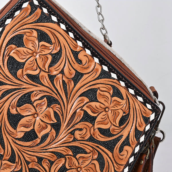 ADBGA701 American Darling Hand Tooled Hair-On Cowhide Genuine Leather Cross body Bag