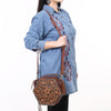 ADBGA702 American Darling Western Hexagon Tooled Leather Canteen Bag with Floral Carving & Tassels