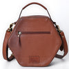 ADBGA702 American Darling Western Hexagon Tooled Leather Canteen Bag with Floral Carving & Tassels