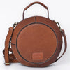 ADBGA705 American Darling Round Western Tooled Leather Canteen Bag - Floral Hand-Carved Design