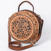 ADBGA705 American Darling Round Western Tooled Leather Canteen Bag - Floral Hand-Carved Design