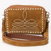 ADBGA710 American Darling Buck Stitched Genuine Suede Leather Western Camera Bag