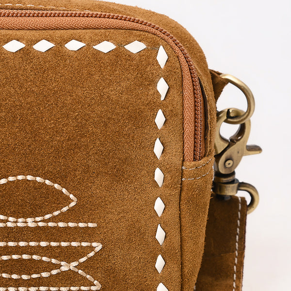 ADBGA710 American Darling Buck Stitched Genuine Suede Leather Western Camera Bag