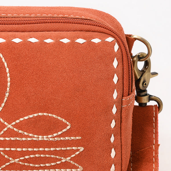 ADBGA710 American Darling Buck Stitched Genuine Suede Leather Western Camera Bag