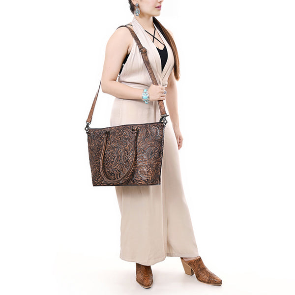 ADBG1519 American Darling Western Genuine Leather Tote Bag with Hand-Tooled Detailing | Premium Everyday Carry