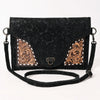 ADBG1641 American Darling Western Leather Small Cross Body Bag with Damascus Hand-Tooled Floral Accents