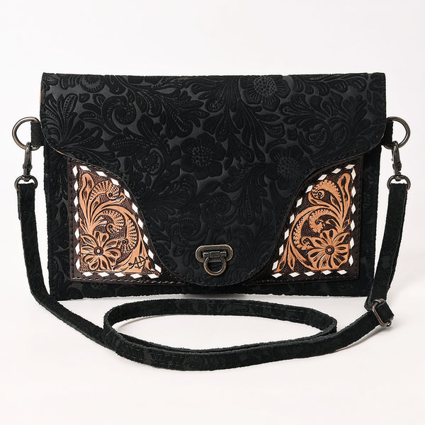 ADBG1641 American Darling Western Leather Small Cross Body Bag with Damascus Hand-Tooled Floral Accents
