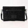 ADBG1641 American Darling Western Leather Small Cross Body Bag with Damascus Hand-Tooled Floral Accents