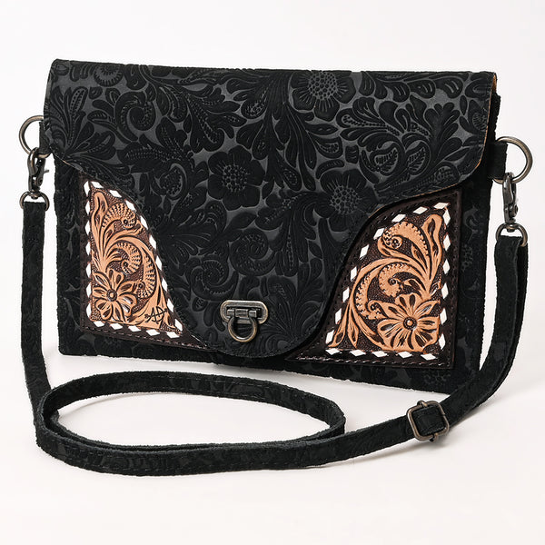 ADBG1641 American Darling Western Leather Small Cross Body Bag with Damascus Hand-Tooled Floral Accents