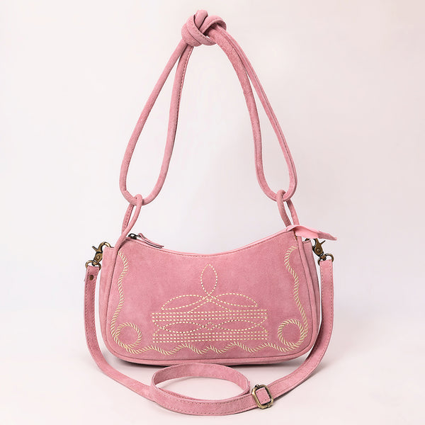 ADBGA645 Genuine suede Western Crossbody Bag with Contrast Stitching & Dual Strap Design