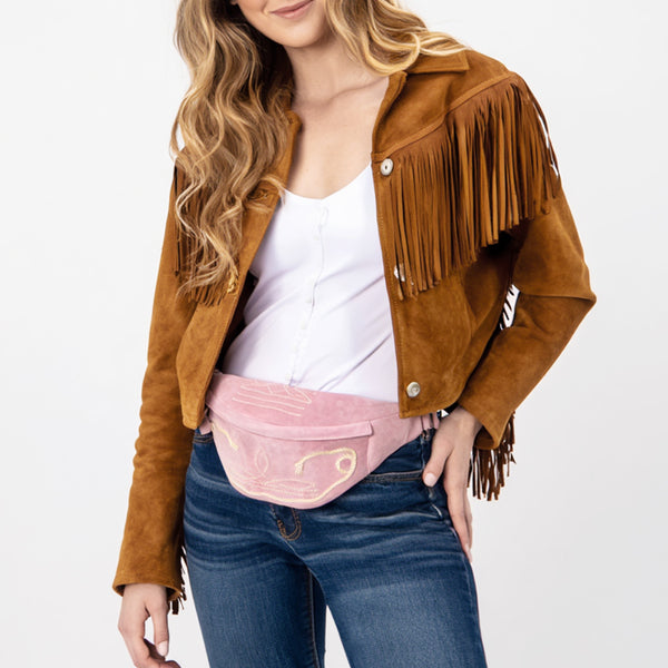 ADBGA668 American Darling Genuine Leather Fanny Pack with Boot Stitch Embroidery