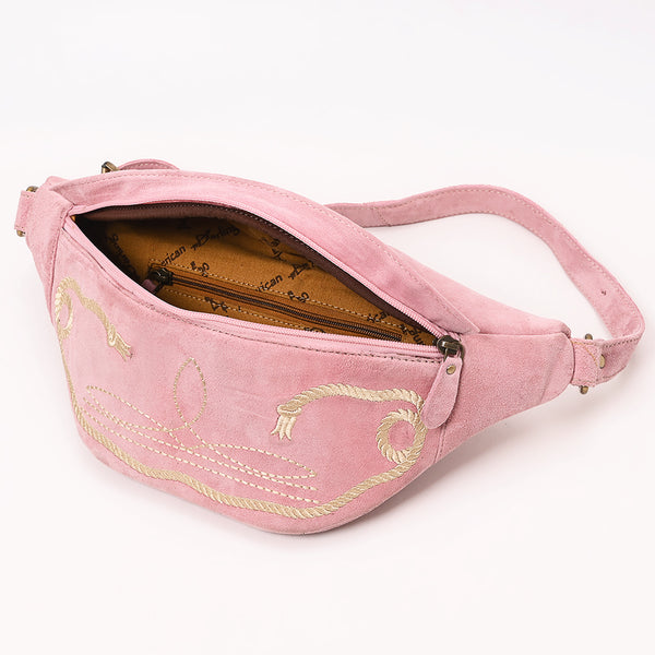 ADBGA668 American Darling Genuine Leather Fanny Pack with Boot Stitch Embroidery