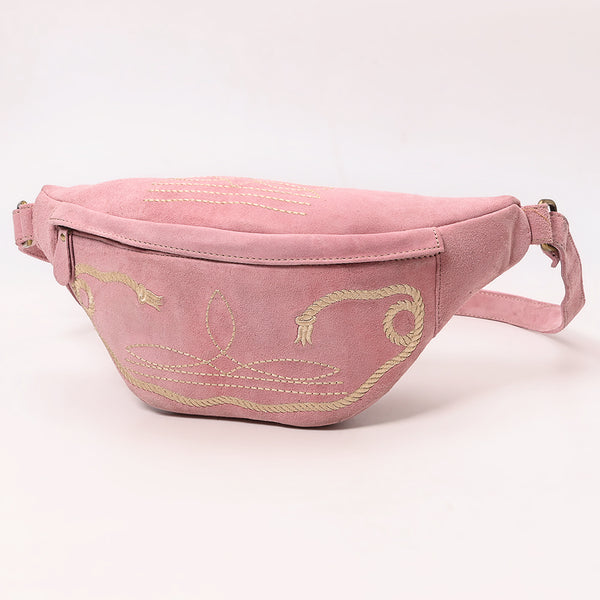 ADBGA668 American Darling Genuine Leather Fanny Pack with Boot Stitch Embroidery