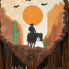 ADBGM540 Western Sunset Cowboy Fringe Messenger - Hair-On Leather AppliqueBag with Desert Scene