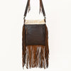 ADBGM540 Western Sunset Cowboy Fringe Messenger - Hair-On Leather AppliqueBag with Desert Scene