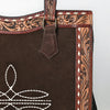 ADBG1642 American Darling Western Leather Tote Bag with Hand-Tooled Accents and Genuine Suede Body