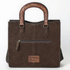 ADBG1642 American Darling Western Leather Tote Bag with Hand-Tooled Accents and Genuine Suede Body