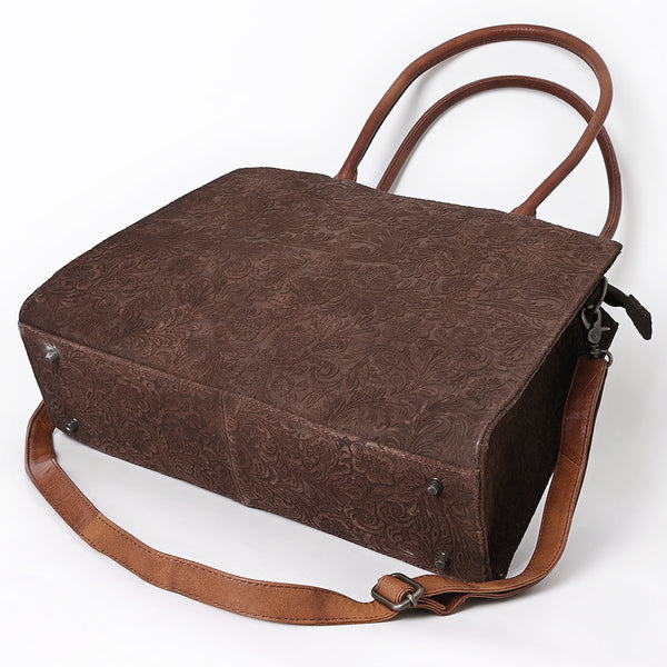 ADBG1644 American Darling Western Leather Damascus Tote Bag with Genuine Leather Handles and Spacious Interior