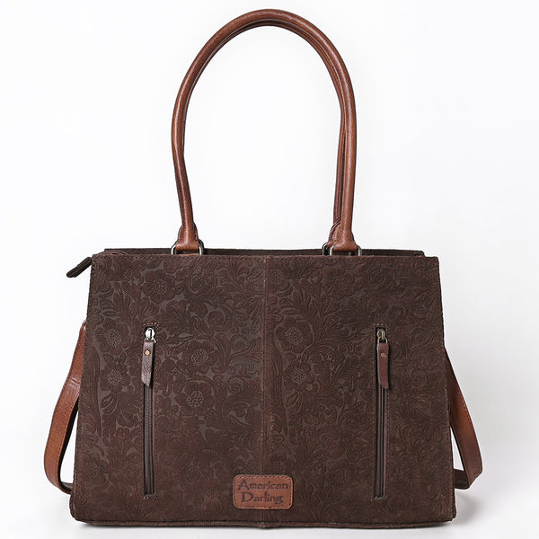 ADBG1644 American Darling Western Leather Damascus Tote Bag with Genuine Leather Handles and Spacious Interior